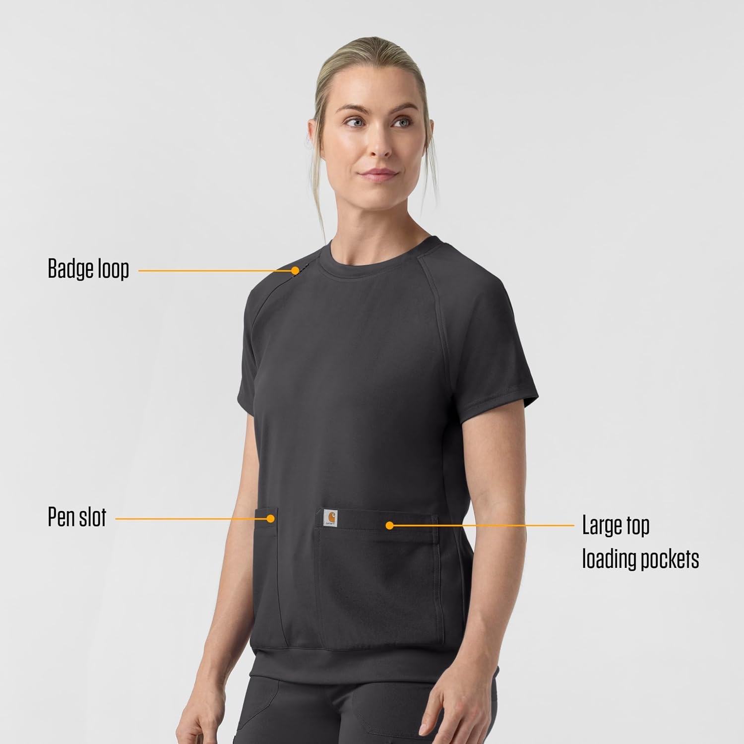 image:imageCarhartt Force CrossFlex Knit Womens Crew Neck Scrub TopPewter