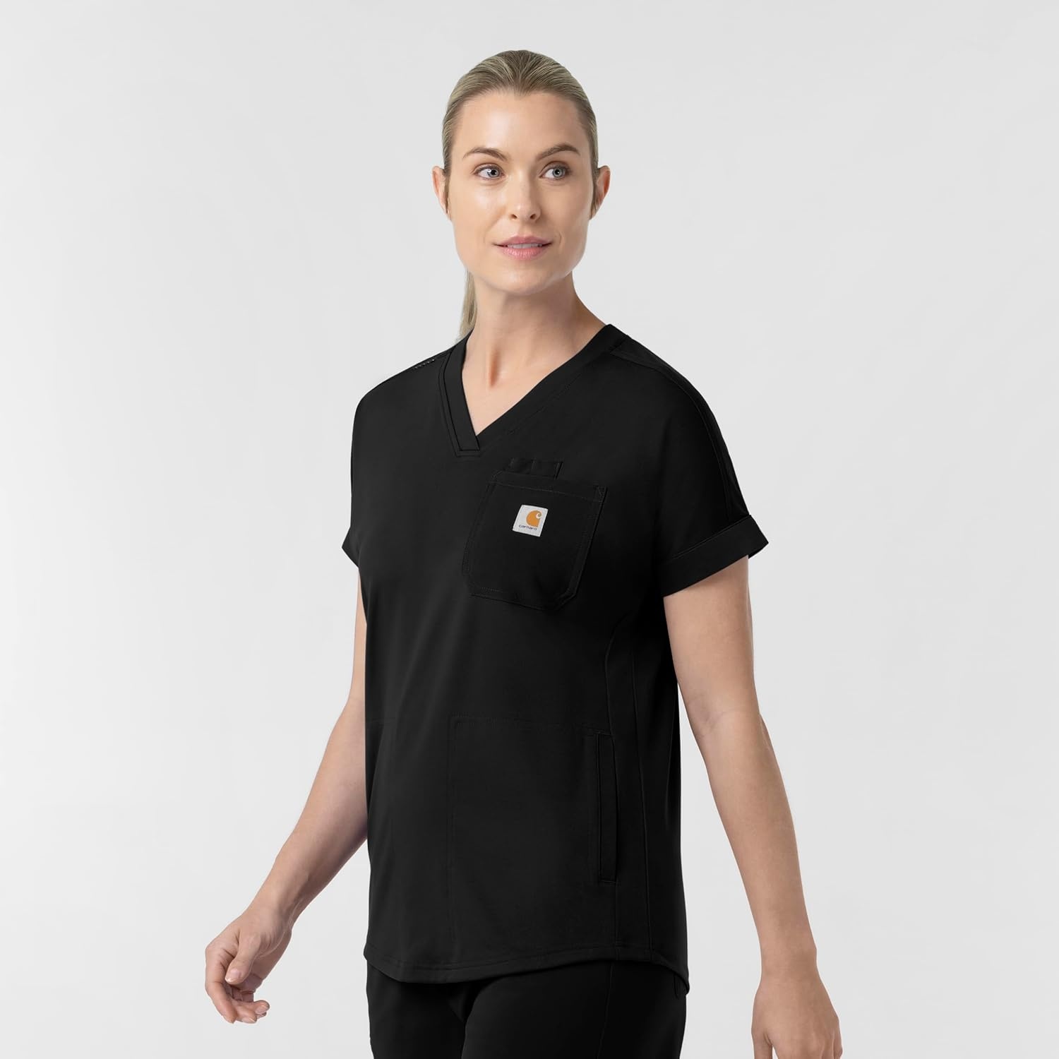 image:imageCarhartt Force CrossFlex Knit Womens VNeck Scrub TopBlack