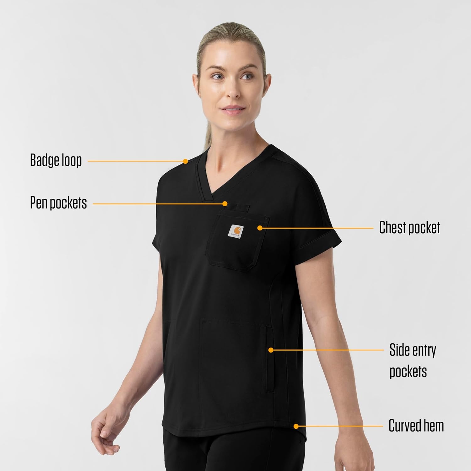 image:imageCarhartt Force CrossFlex Knit Womens VNeck Scrub TopBlack