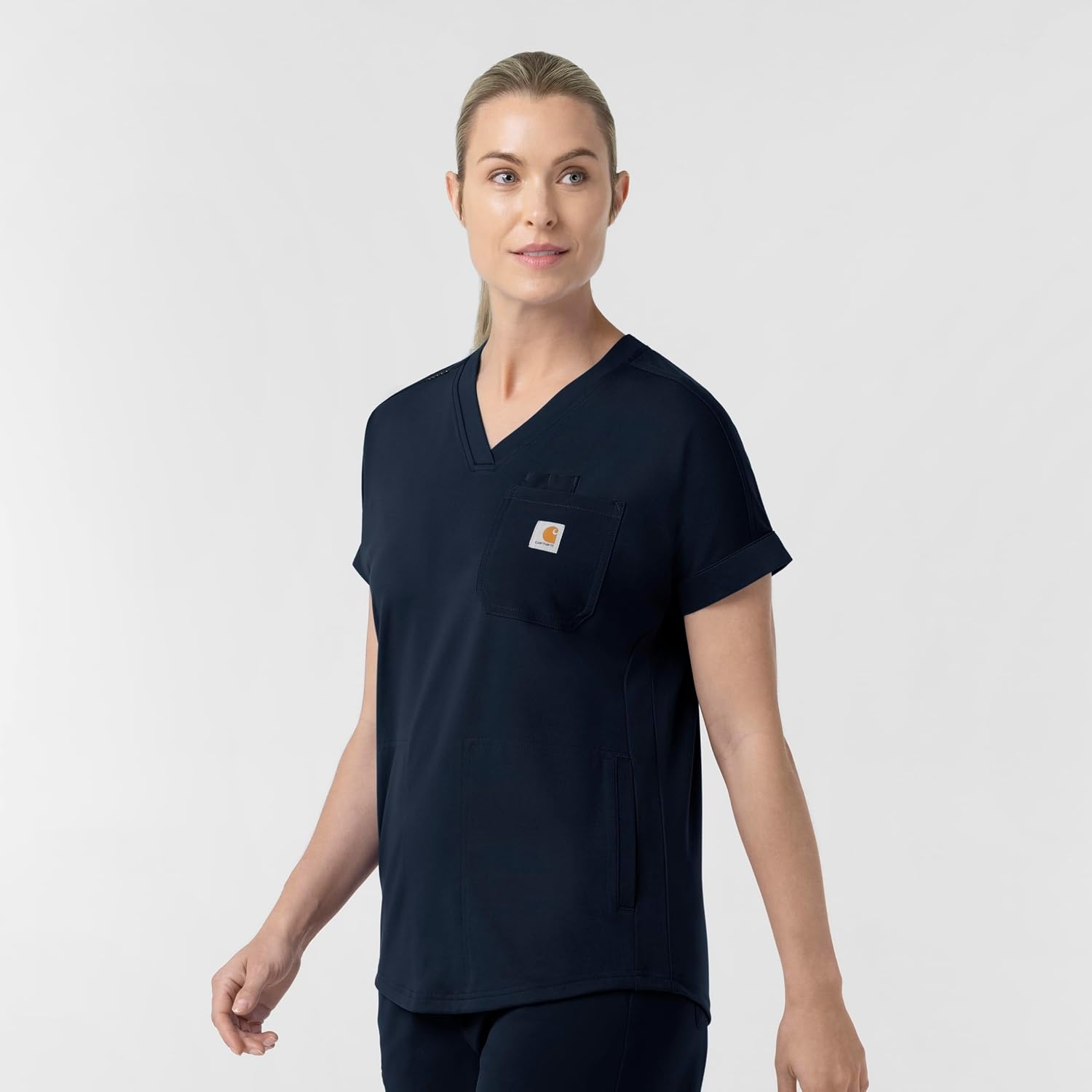 image:imageCarhartt Force CrossFlex Knit Womens VNeck Scrub TopNavy