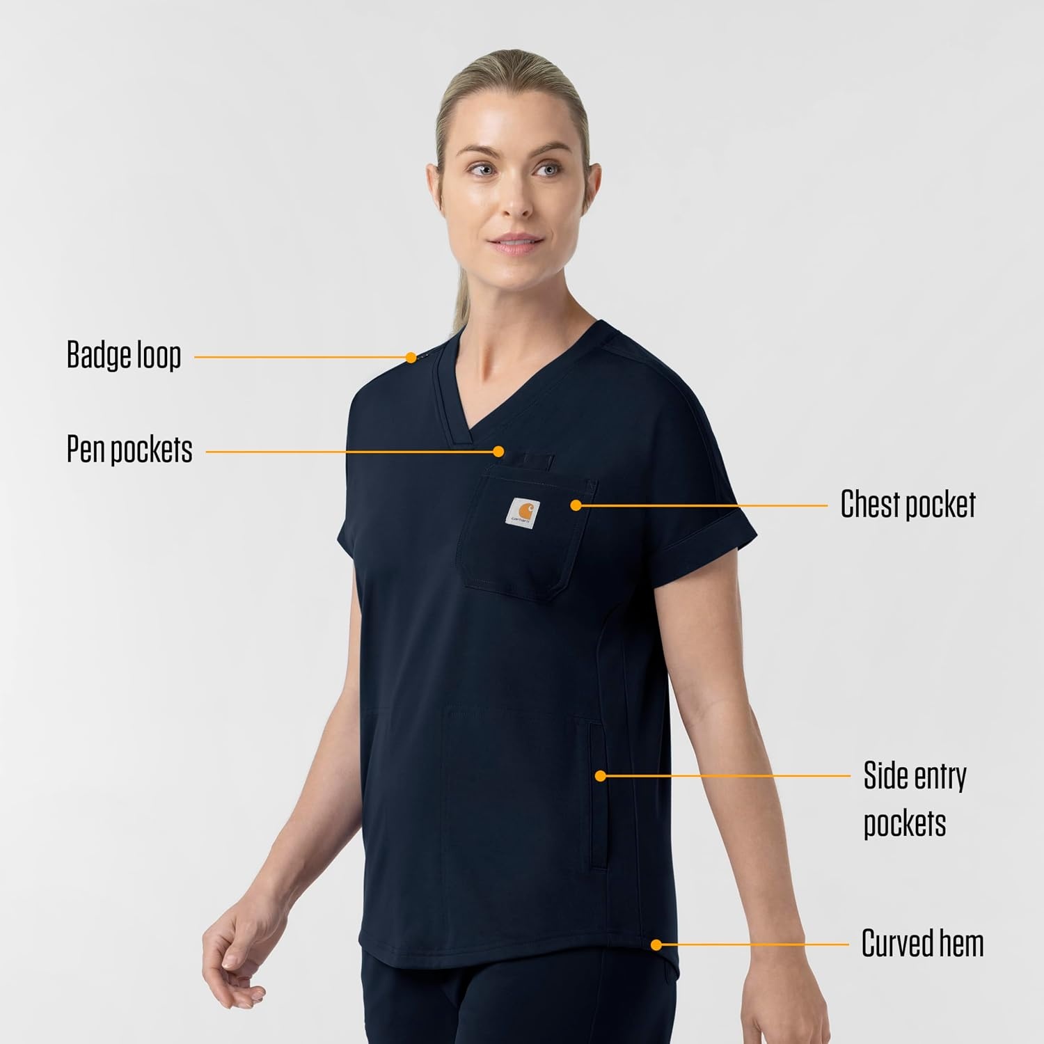 image:imageCarhartt Force CrossFlex Knit Womens VNeck Scrub TopNavy