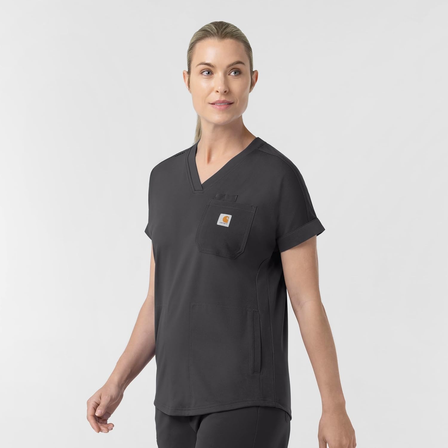 image:imageCarhartt Force CrossFlex Knit Womens VNeck Scrub TopPewter
