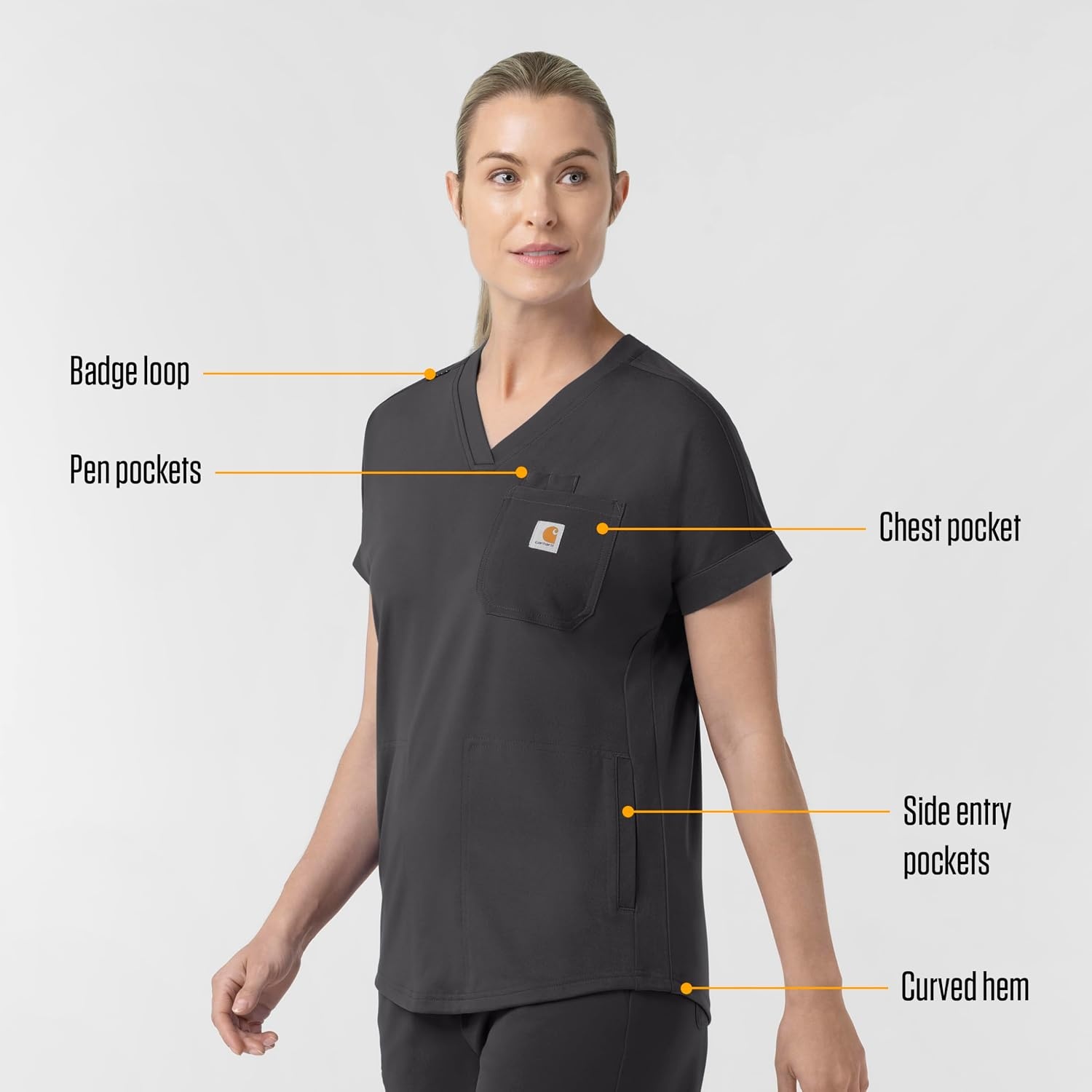 image:imageCarhartt Force CrossFlex Knit Womens VNeck Scrub TopPewter