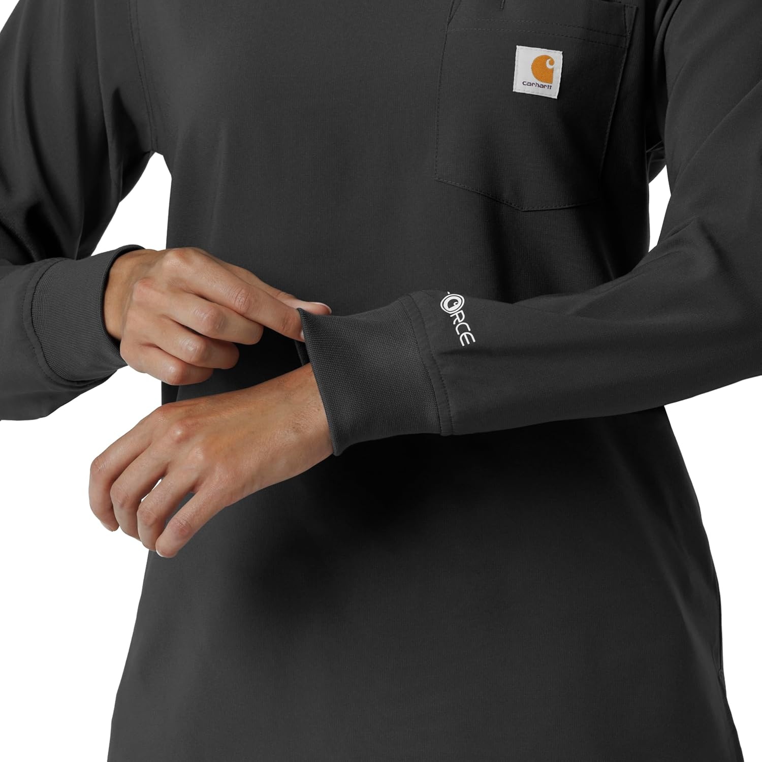 image:imageCarhartt Force CrossFlex Womens Crew Neck Long Sleeve Scrub TopBlack