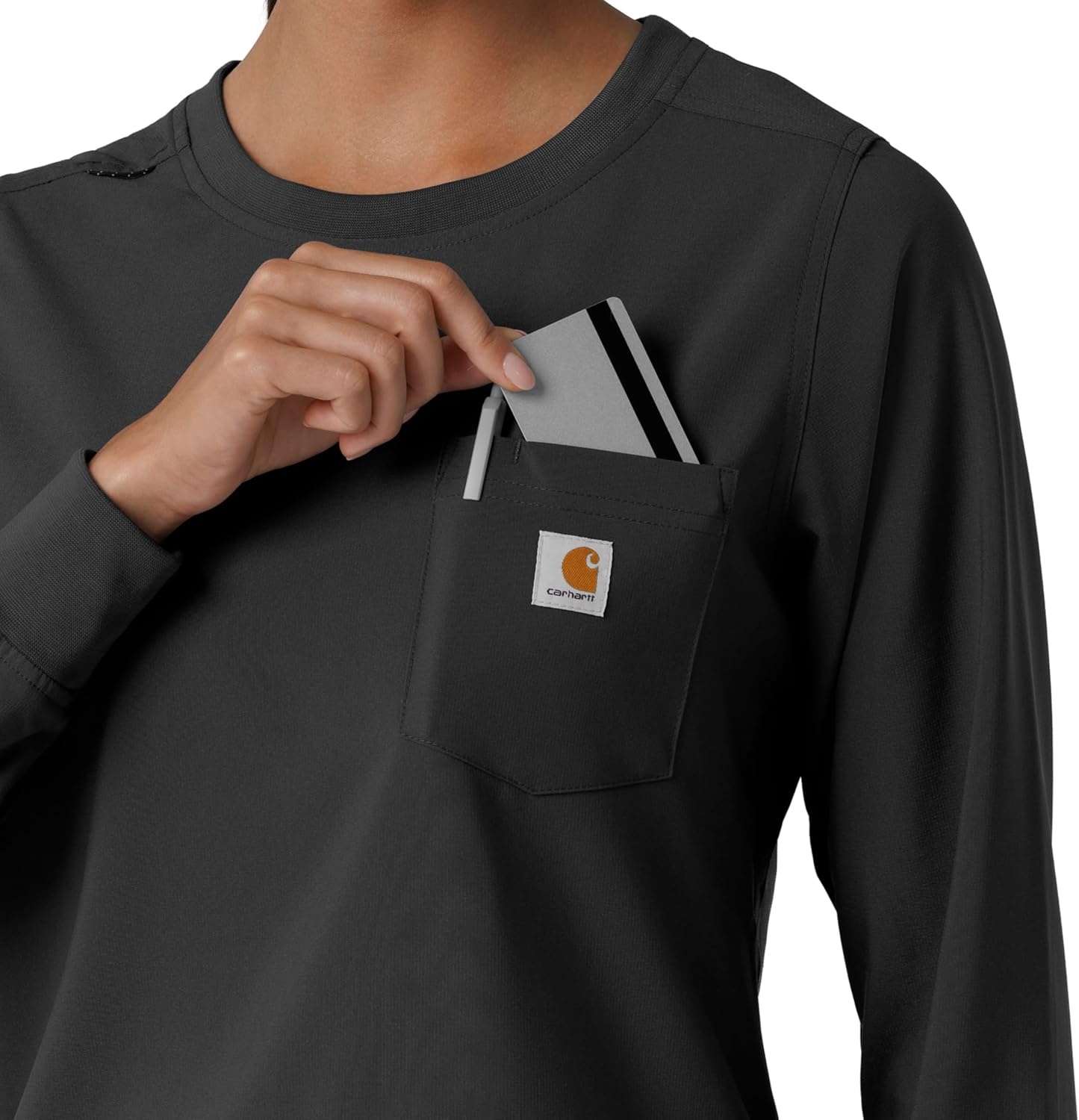 image:imageCarhartt Force CrossFlex Womens Crew Neck Long Sleeve Scrub TopBlack