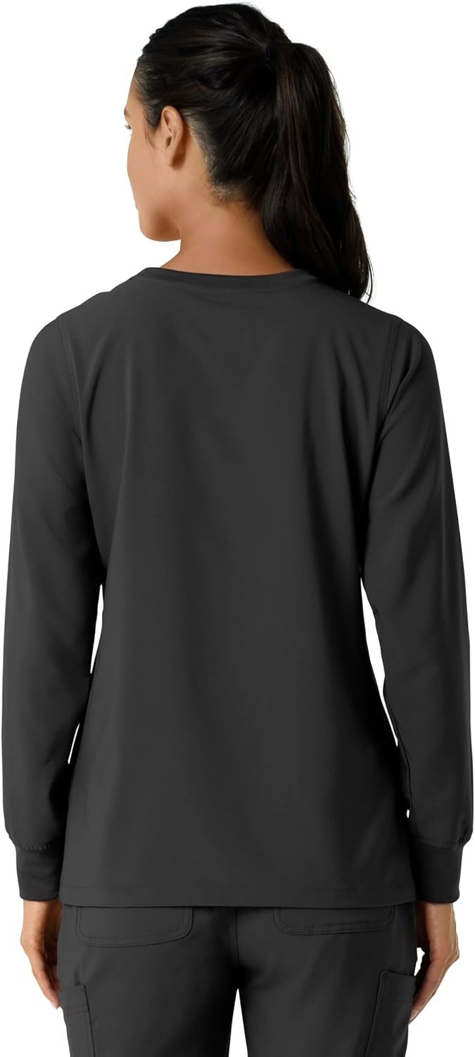 image:imageCarhartt Force CrossFlex Womens Crew Neck Long Sleeve Scrub TopBlack
