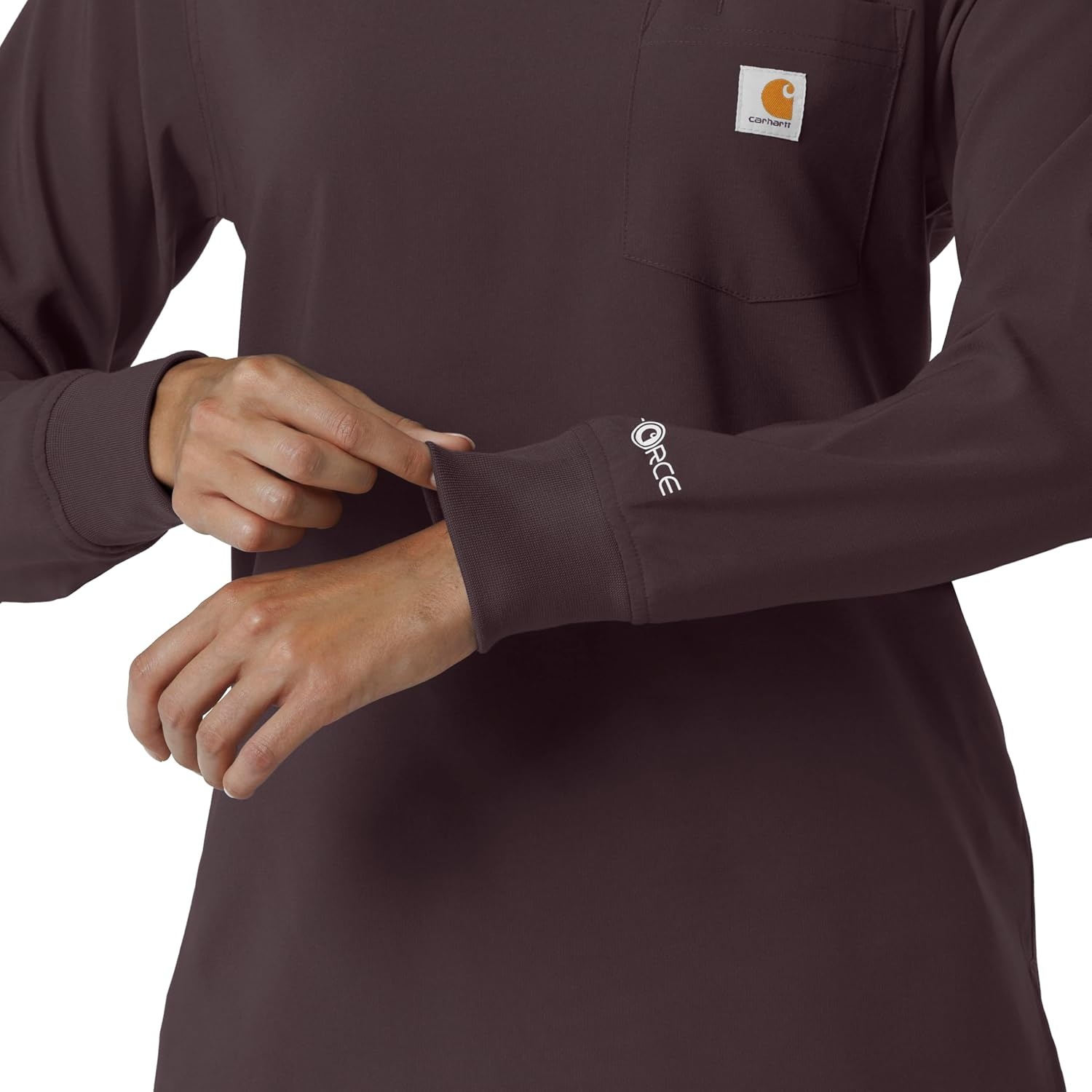 image:imageCarhartt Force CrossFlex Womens Crew Neck Long Sleeve Scrub TopDark Sepia