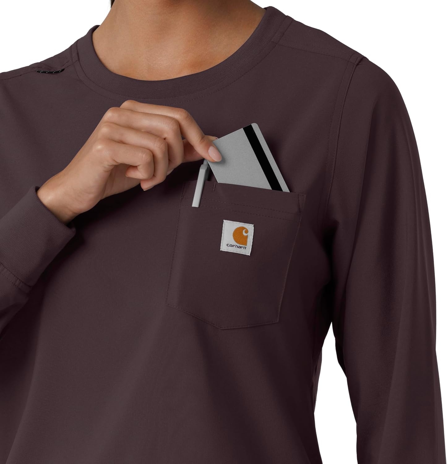 image:imageCarhartt Force CrossFlex Womens Crew Neck Long Sleeve Scrub TopDark Sepia