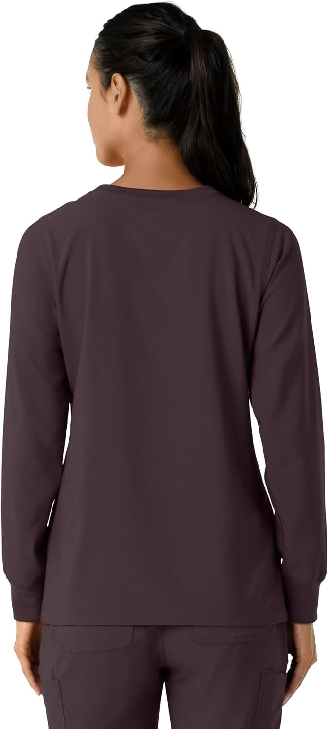 image:imageCarhartt Force CrossFlex Womens Crew Neck Long Sleeve Scrub TopDark Sepia