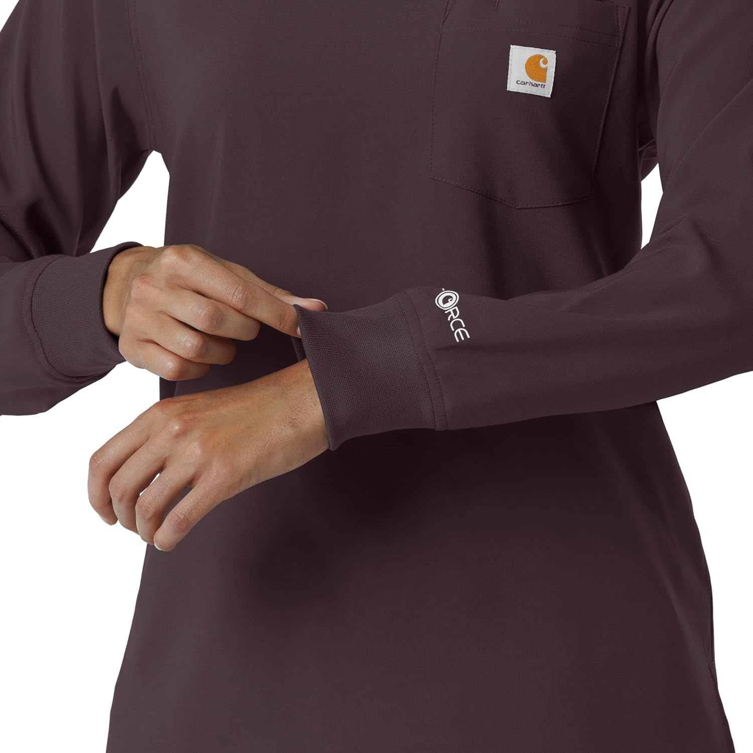 image:imageCarhartt Force CrossFlex Womens Crew Neck Long Sleeve Scrub TopDark Sepia