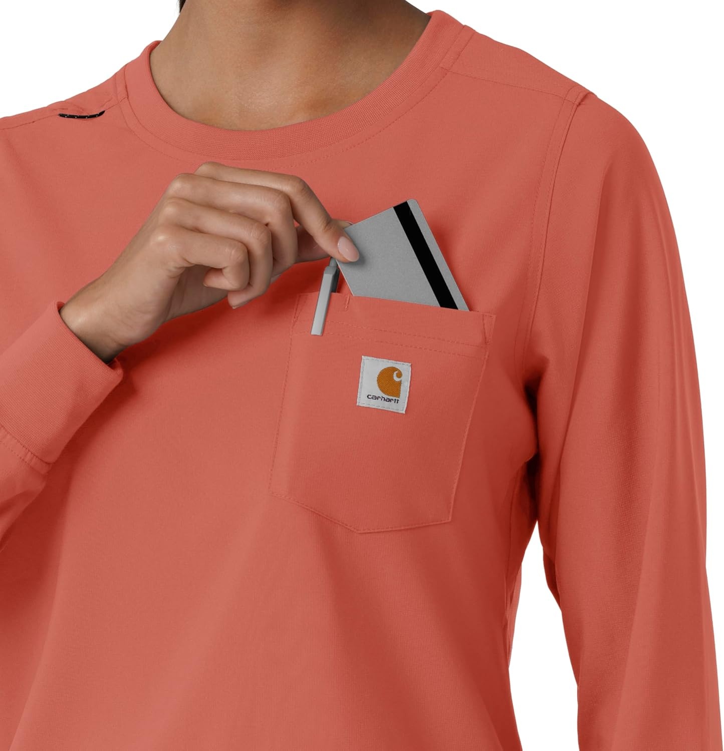 image:imageCarhartt Force CrossFlex Womens Crew Neck Long Sleeve Scrub TopDusty Cedar