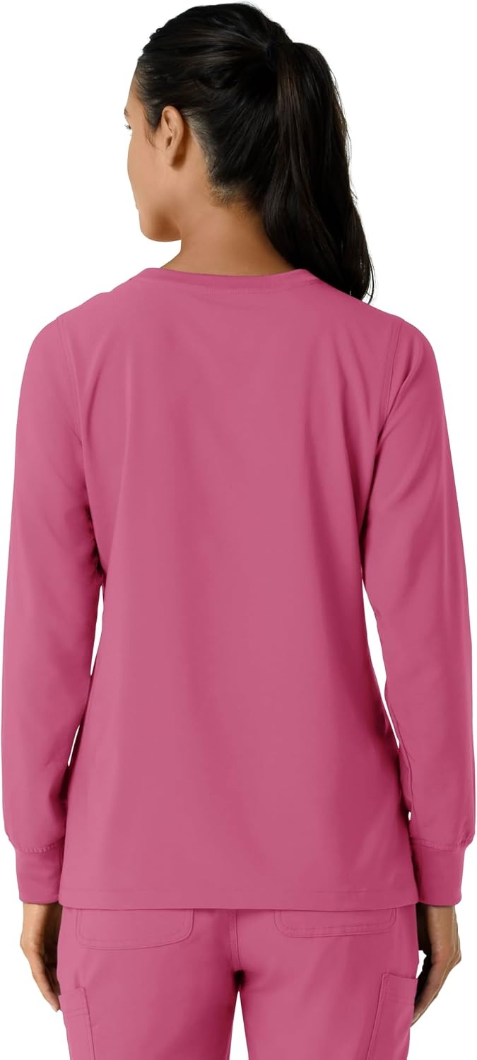 image:imageCarhartt Force CrossFlex Womens Crew Neck Long Sleeve Scrub TopElectric Fuschia