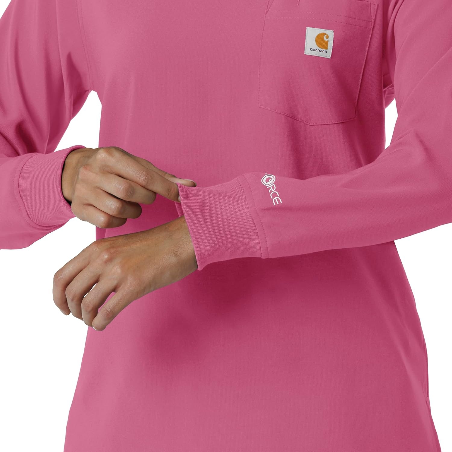 image:imageCarhartt Force CrossFlex Womens Crew Neck Long Sleeve Scrub TopElectric Fuschia
