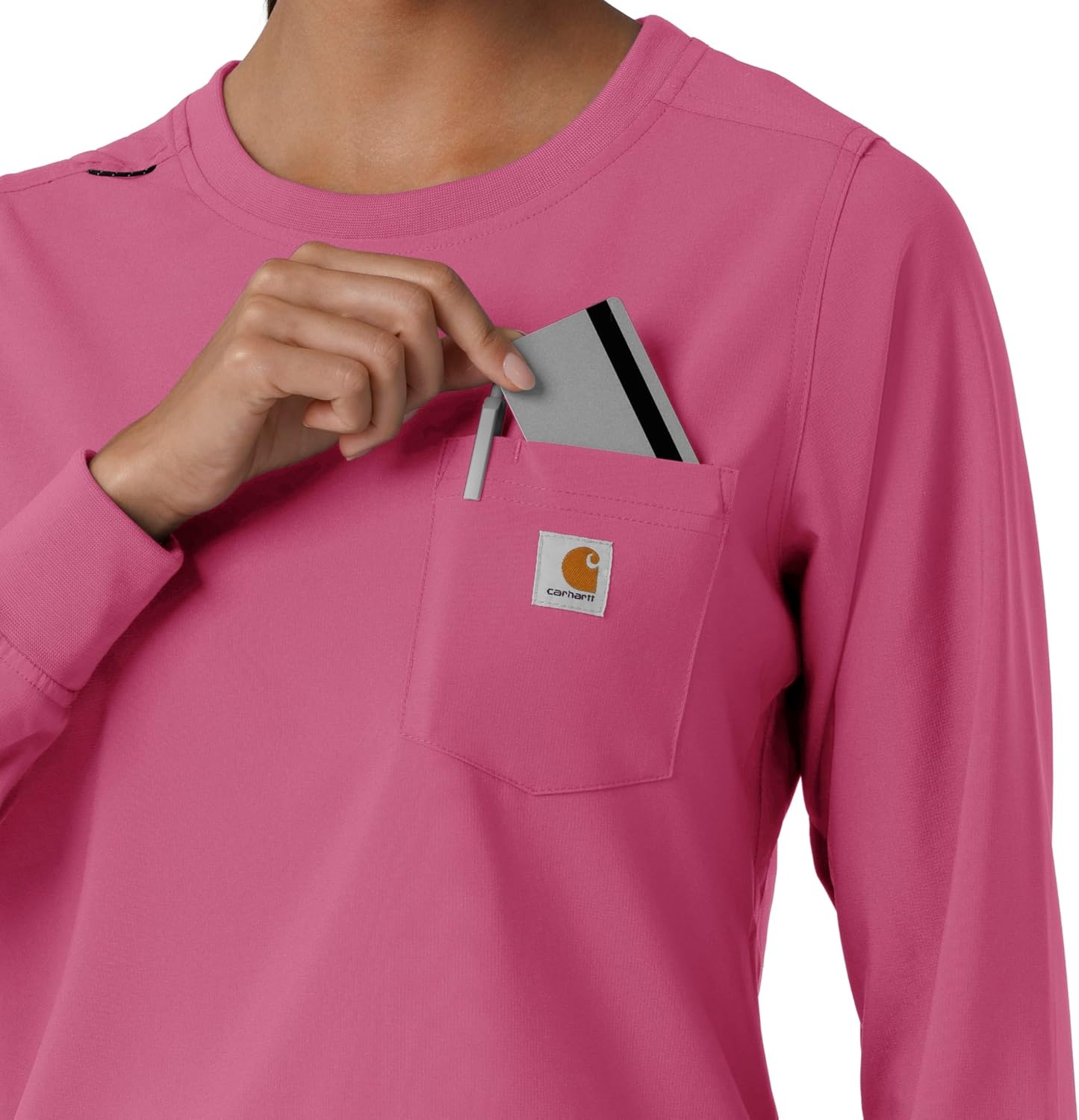 image:imageCarhartt Force CrossFlex Womens Crew Neck Long Sleeve Scrub TopElectric Fuschia