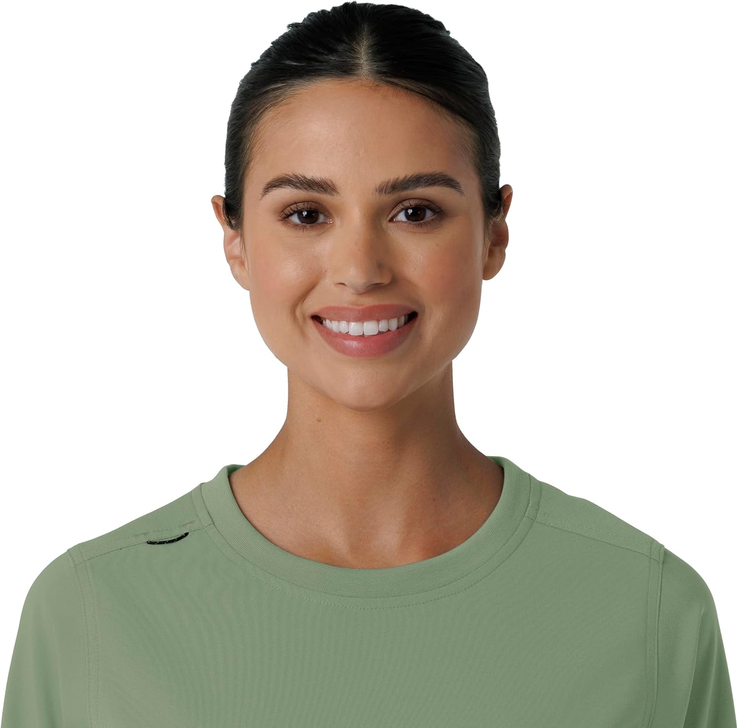 image:imageCarhartt Force CrossFlex Womens Crew Neck Long Sleeve Scrub TopGreen Slate