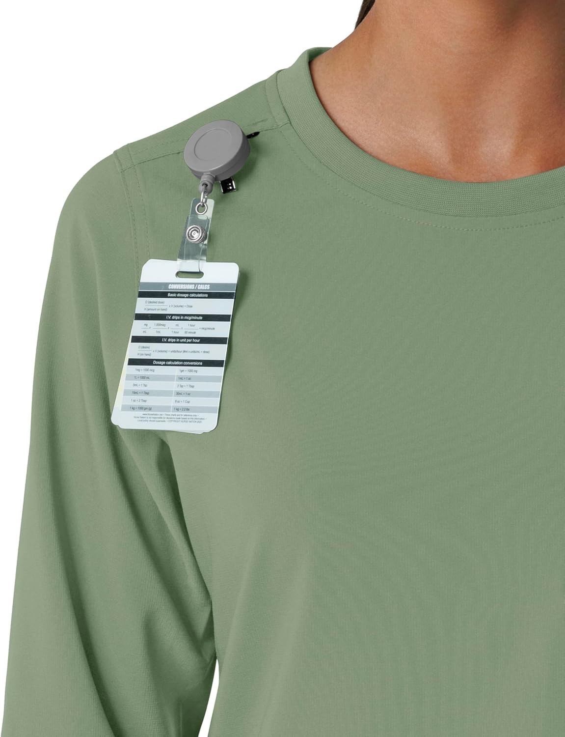 image:imageCarhartt Force CrossFlex Womens Crew Neck Long Sleeve Scrub TopGreen Slate