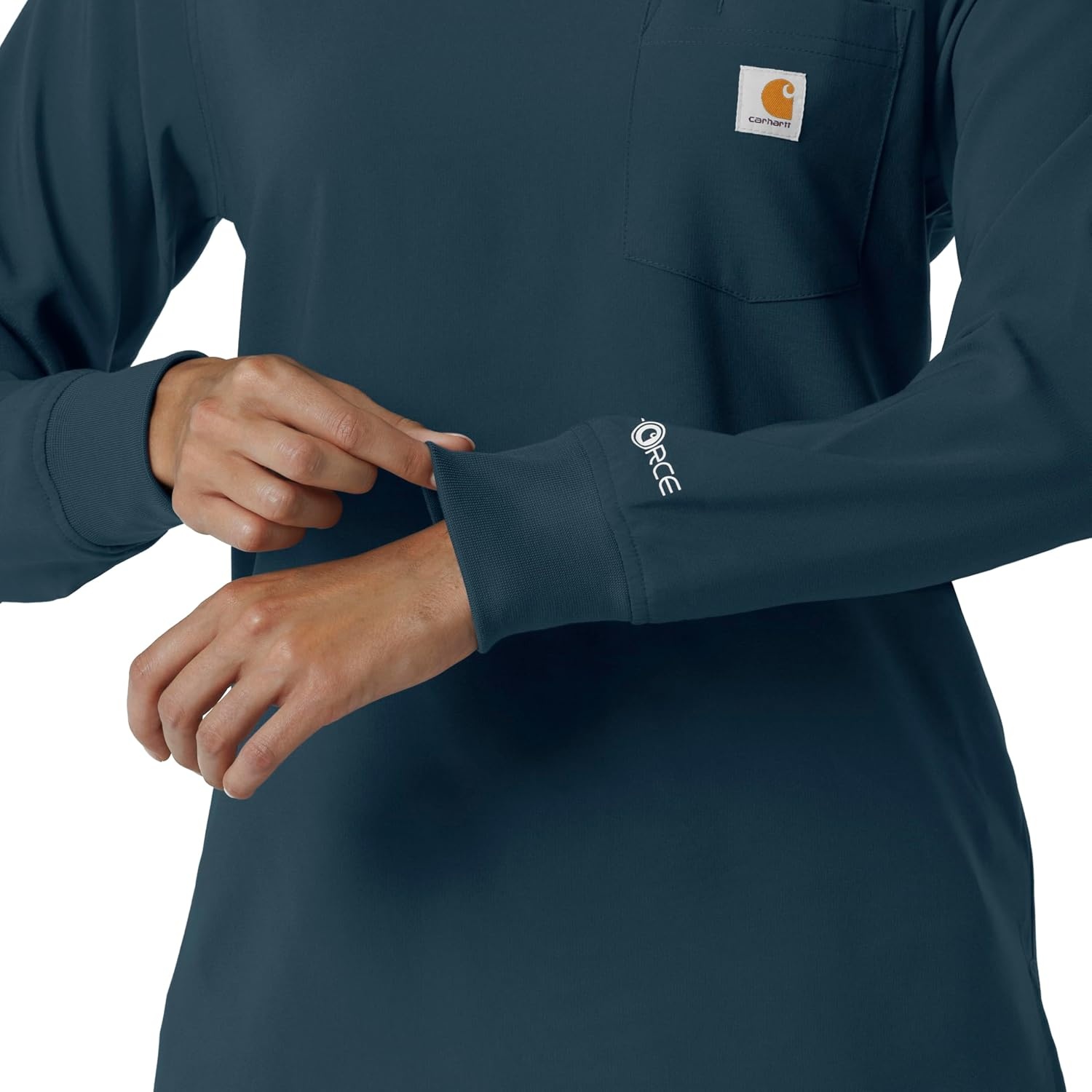 image:imageCarhartt Force CrossFlex Womens Crew Neck Long Sleeve Scrub TopNavy