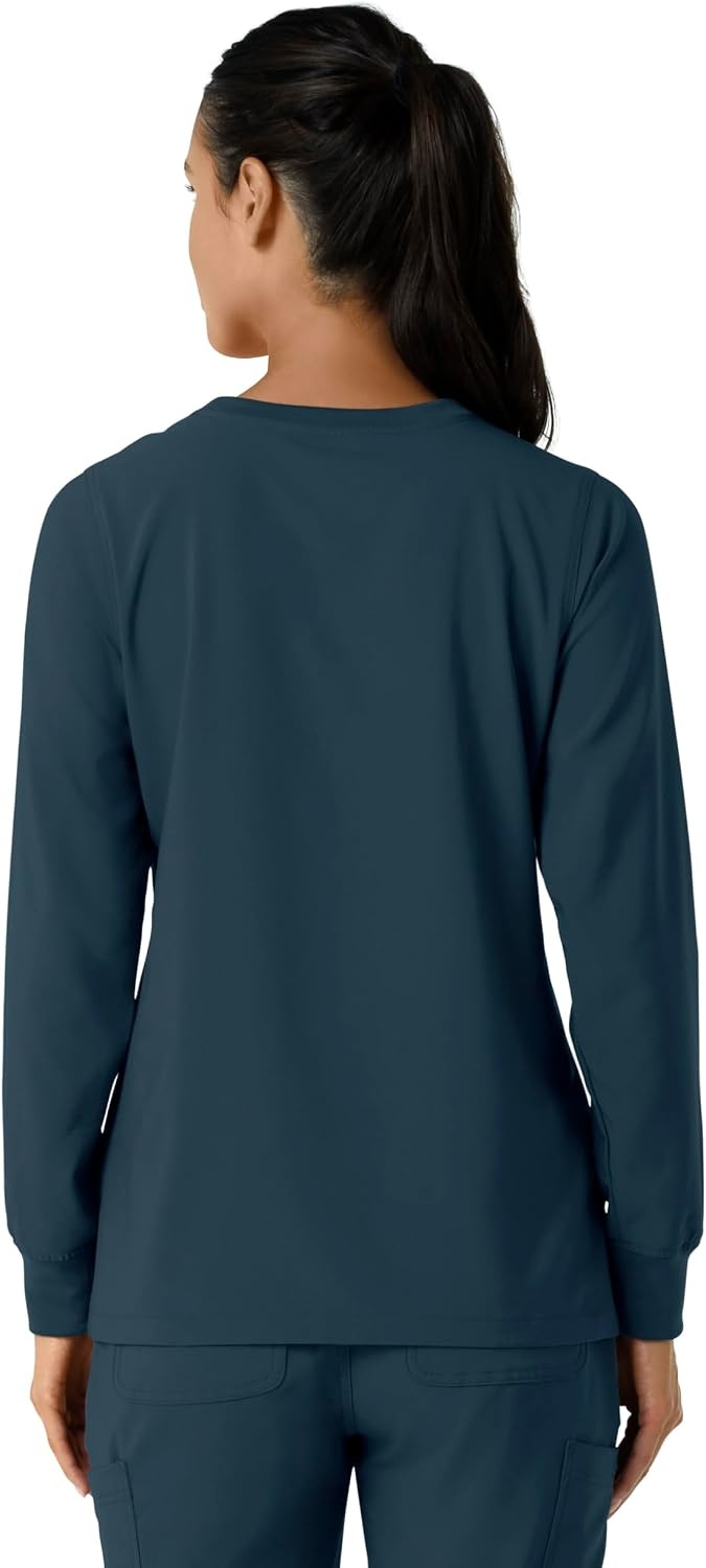 image:imageCarhartt Force CrossFlex Womens Crew Neck Long Sleeve Scrub TopNavy