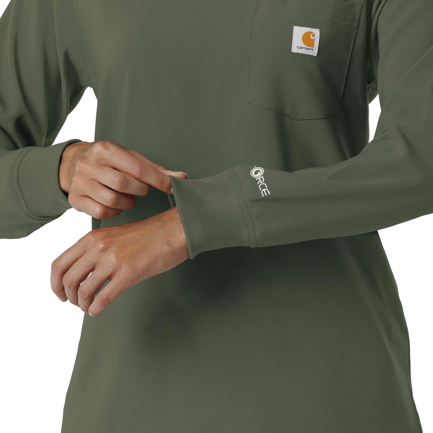 image:imageCarhartt Force CrossFlex Womens Crew Neck Long Sleeve Scrub TopOlive