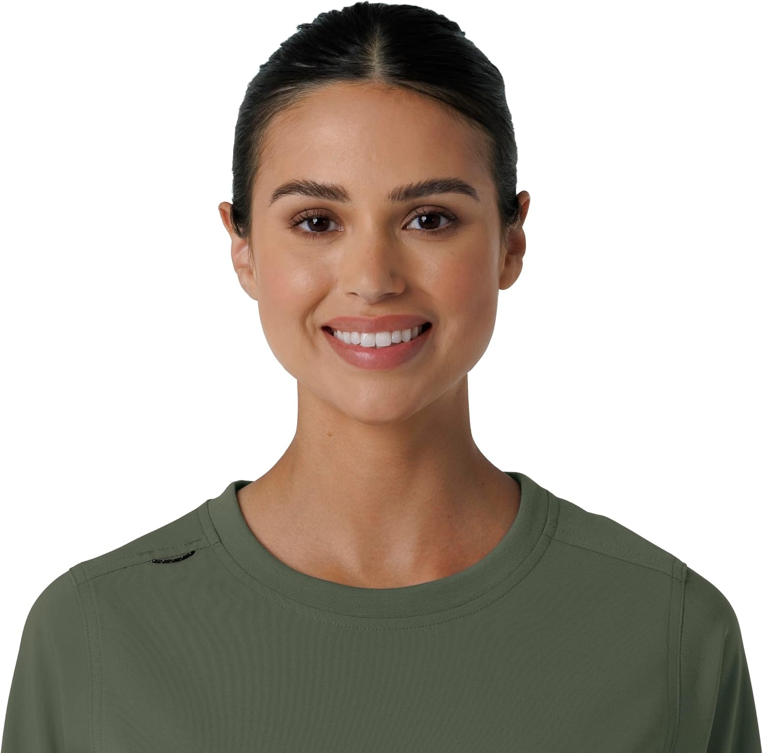 image:imageCarhartt Force CrossFlex Womens Crew Neck Long Sleeve Scrub TopOlive