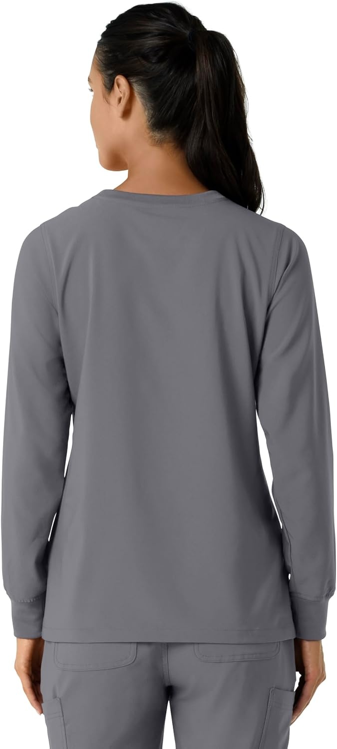 image:imageCarhartt Force CrossFlex Womens Crew Neck Long Sleeve Scrub TopPewter