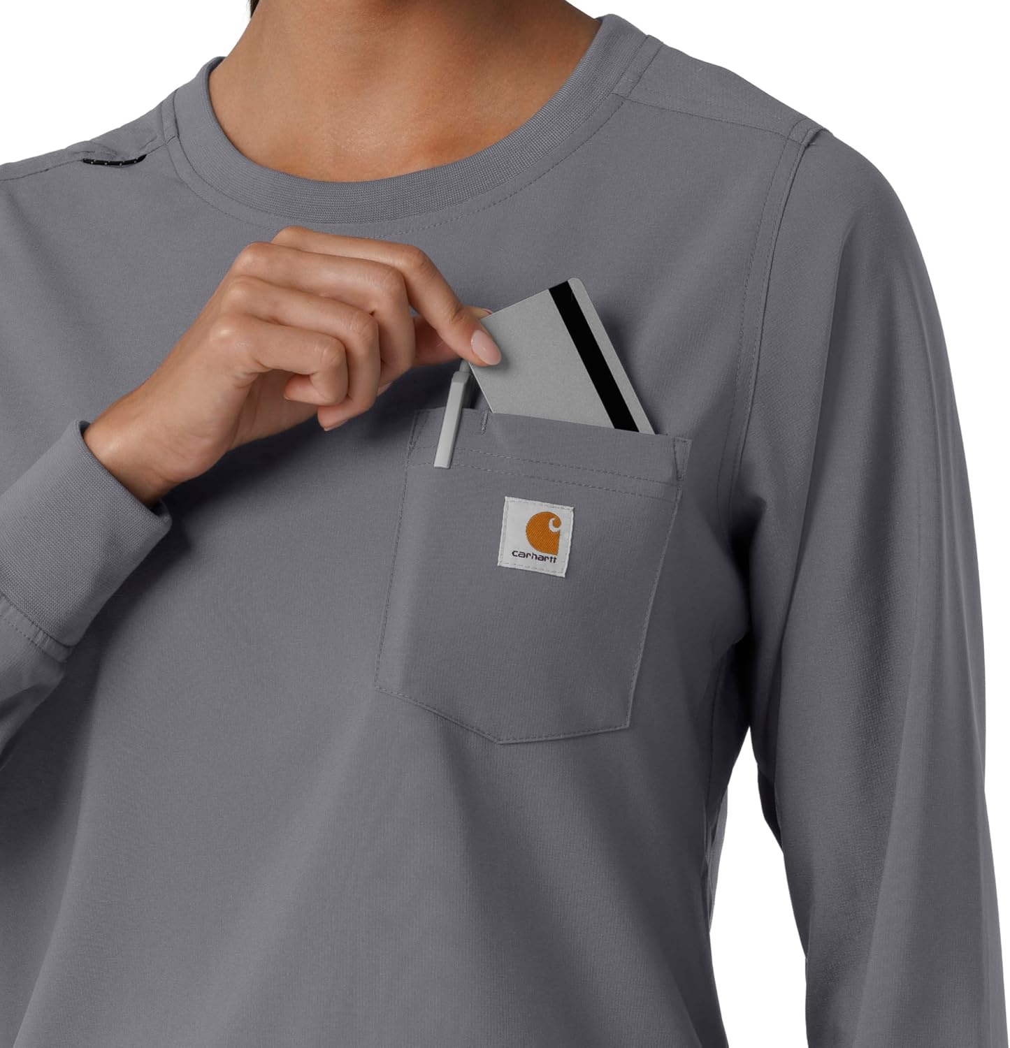 image:imageCarhartt Force CrossFlex Womens Crew Neck Long Sleeve Scrub TopPewter