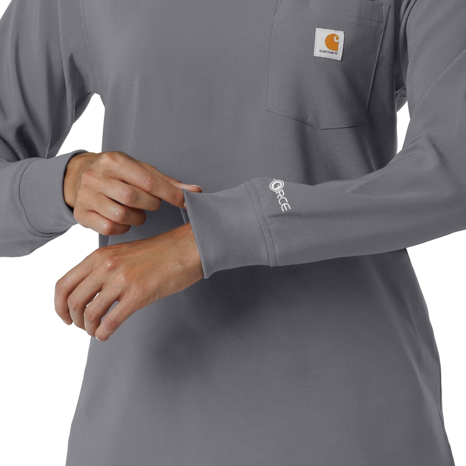 image:imageCarhartt Force CrossFlex Womens Crew Neck Long Sleeve Scrub TopPewter