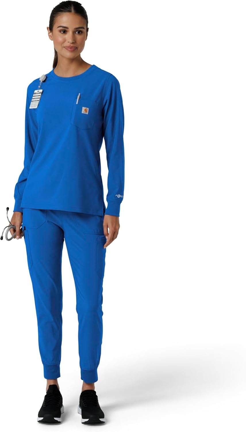 image:imageCarhartt Force CrossFlex Womens Crew Neck Long Sleeve Scrub TopRoyal
