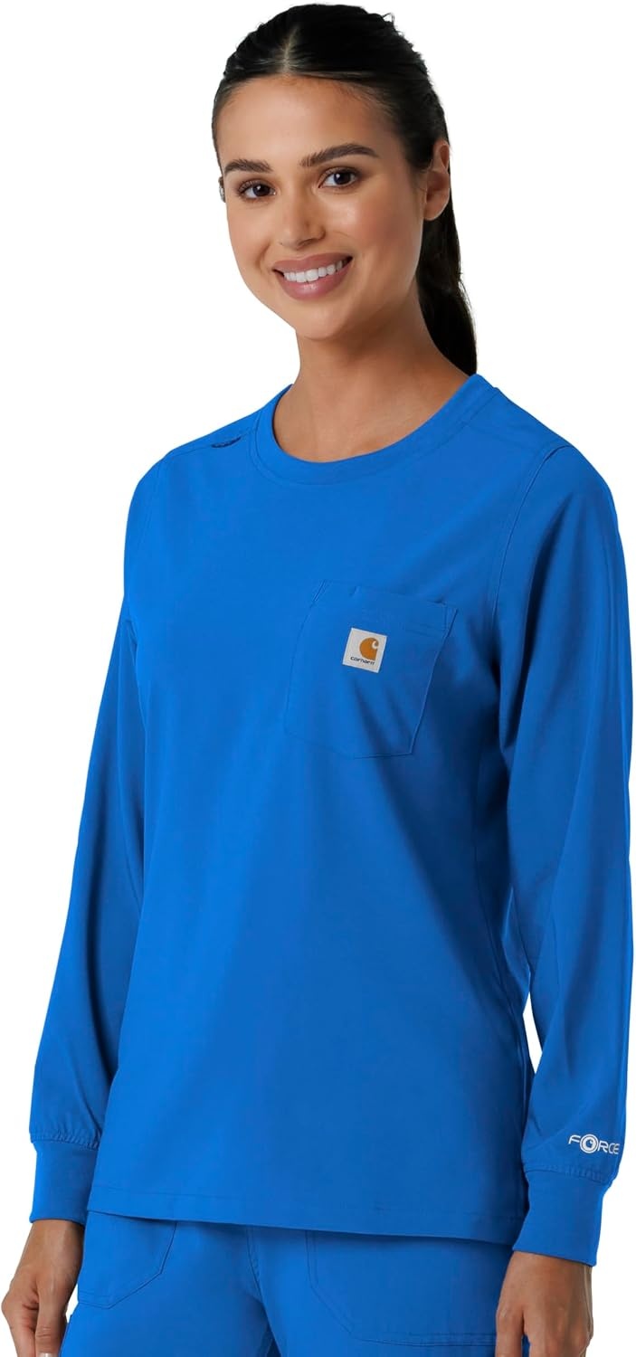 image:imageCarhartt Force CrossFlex Womens Crew Neck Long Sleeve Scrub TopRoyal