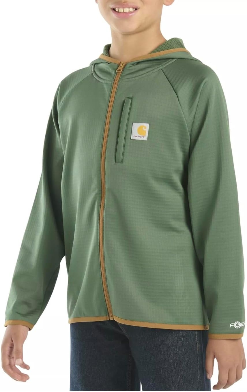 image:imageCarhartt Kids CA8586 Force LongSleeve Full Zip Sweatshirt Youth Big Boys Medium 1012 Cilantro Green