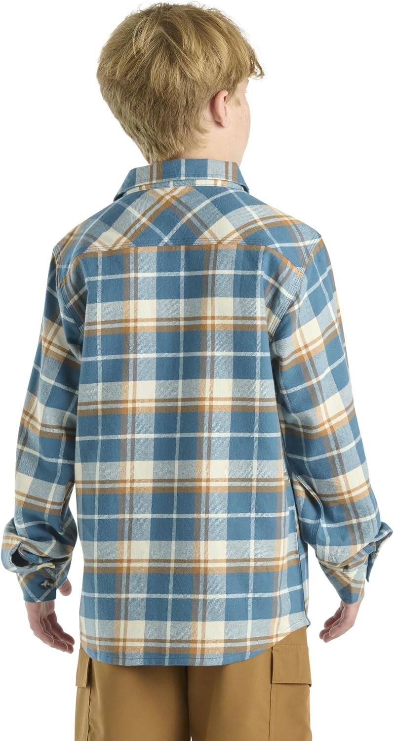 image:imageCarhartt Kids CE8208 LongSleeve Flannel ButtonFront Shirt BoysDark Teal Blue