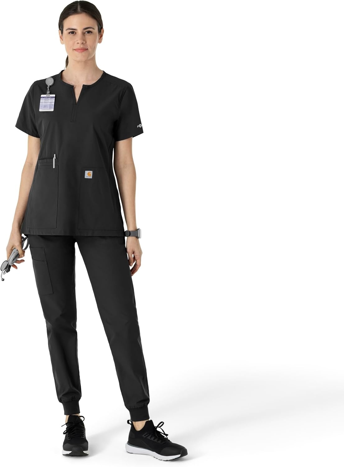 image:imageCarhartt Scrubs C12213 Womens Force Modern Fit Notch Neck Tunic TopBlack