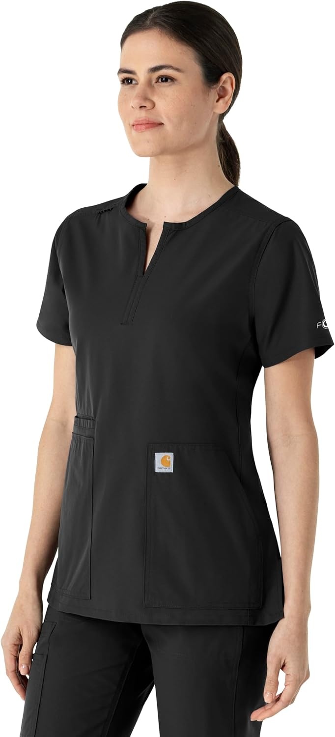 image:imageCarhartt Scrubs C12213 Womens Force Modern Fit Notch Neck Tunic TopBlack