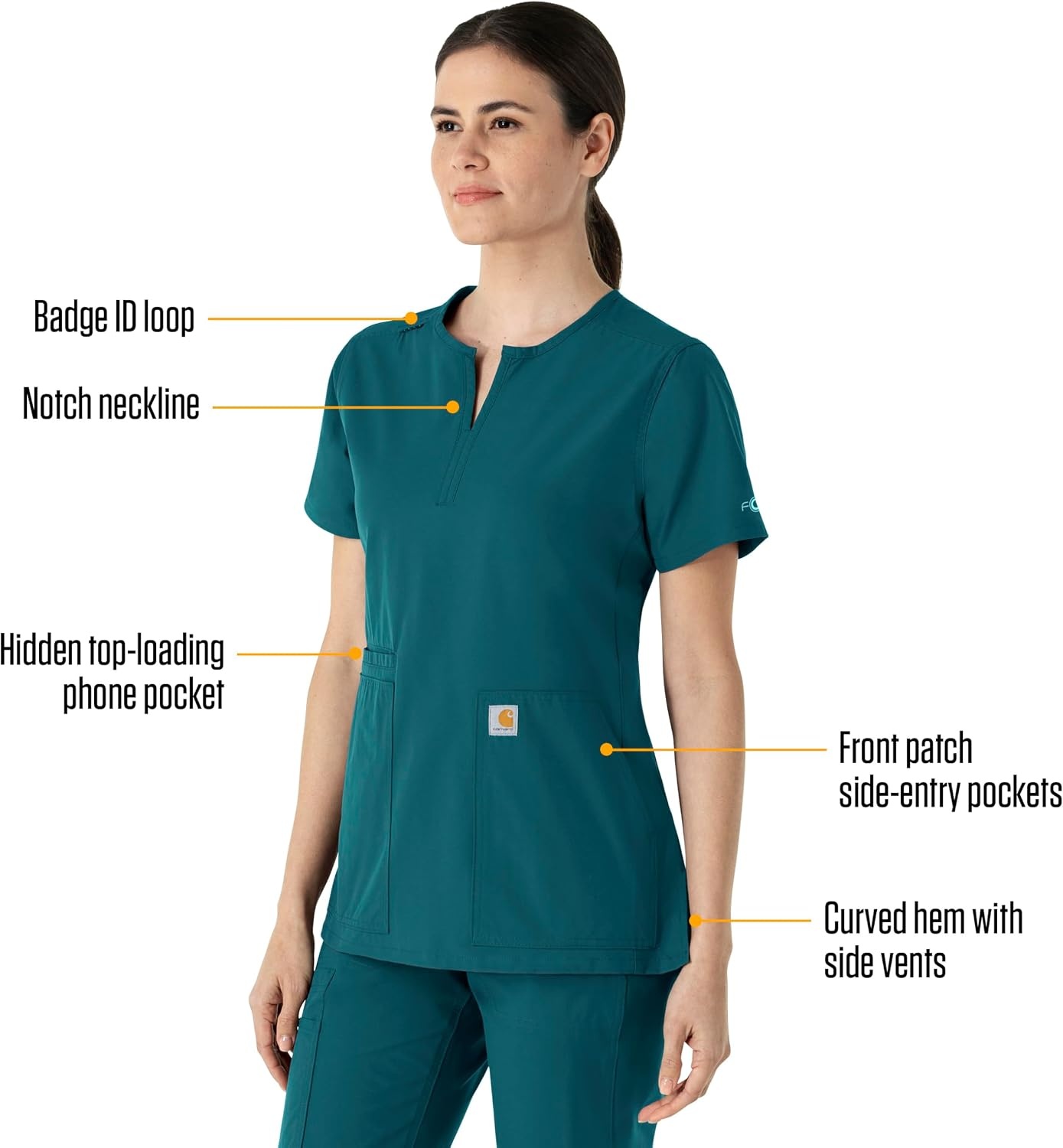 image:imageCarhartt Scrubs C12213 Womens Force Modern Fit Notch Neck Tunic TopCaribbean Blue