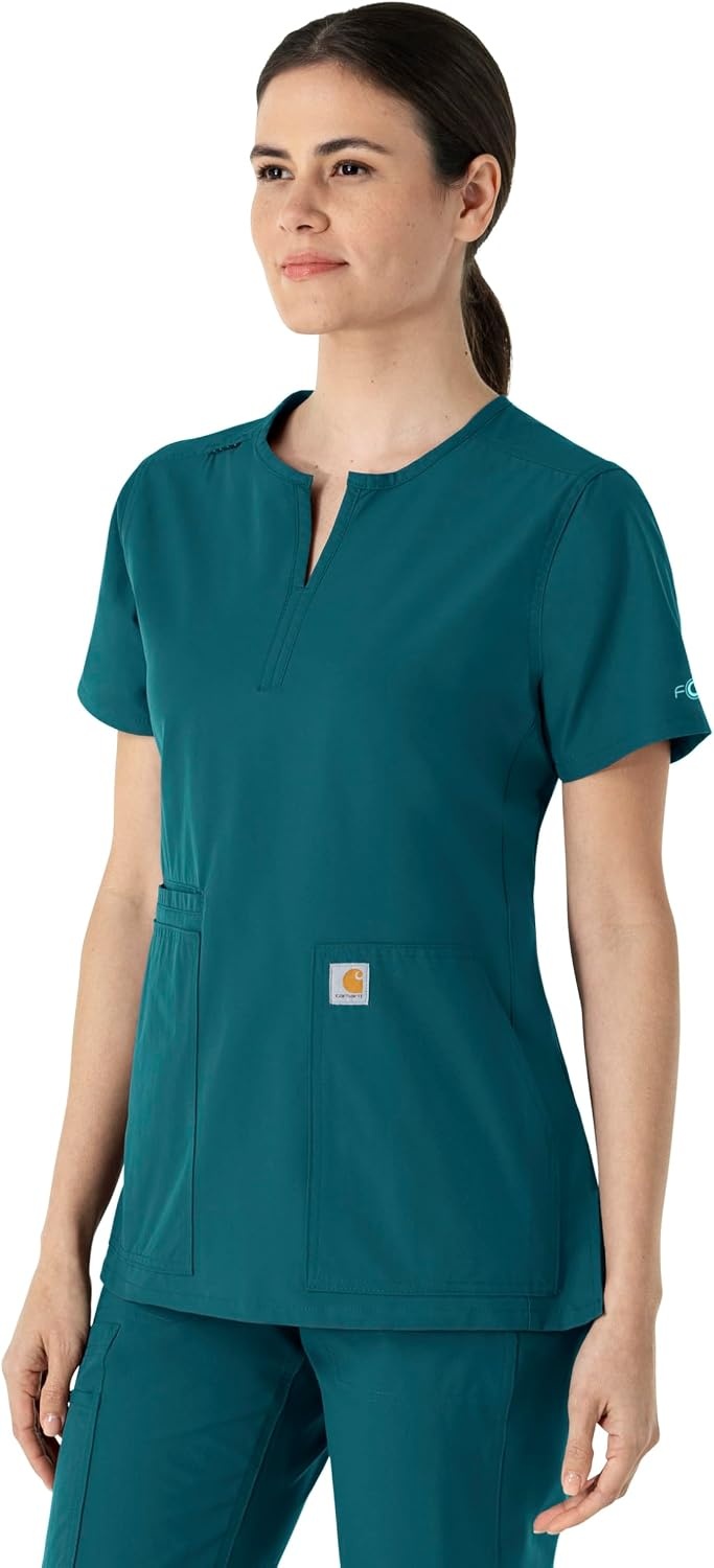 image:imageCarhartt Scrubs C12213 Womens Force Modern Fit Notch Neck Tunic TopCaribbean Blue