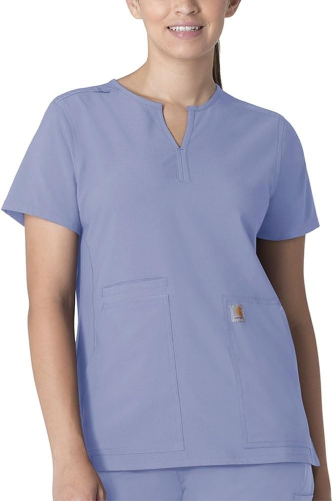 image:imageCarhartt Scrubs C12213 Womens Force Modern Fit Notch Neck Tunic TopCeil Blue