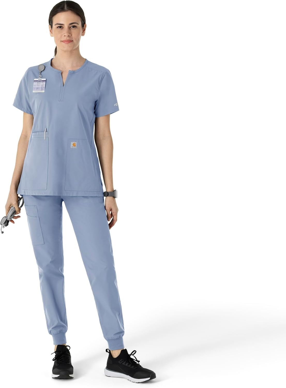 image:imageCarhartt Scrubs C12213 Womens Force Modern Fit Notch Neck Tunic TopCeil Blue