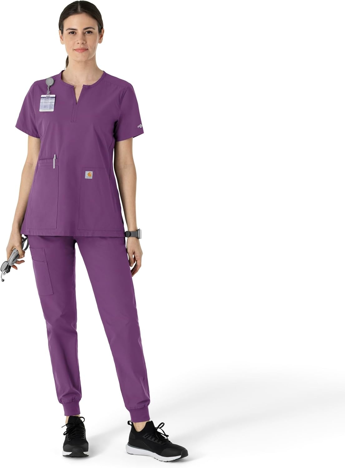 image:imageCarhartt Scrubs C12213 Womens Force Modern Fit Notch Neck Tunic TopEggplant