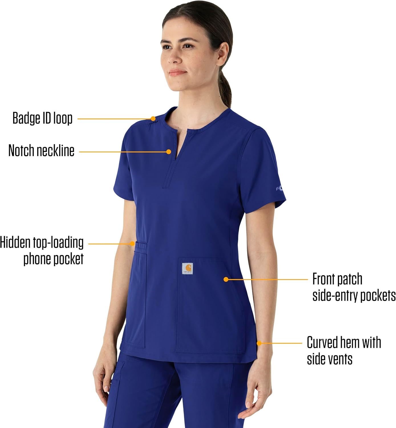image:imageCarhartt Scrubs C12213 Womens Force Modern Fit Notch Neck Tunic TopGalaxy Blue