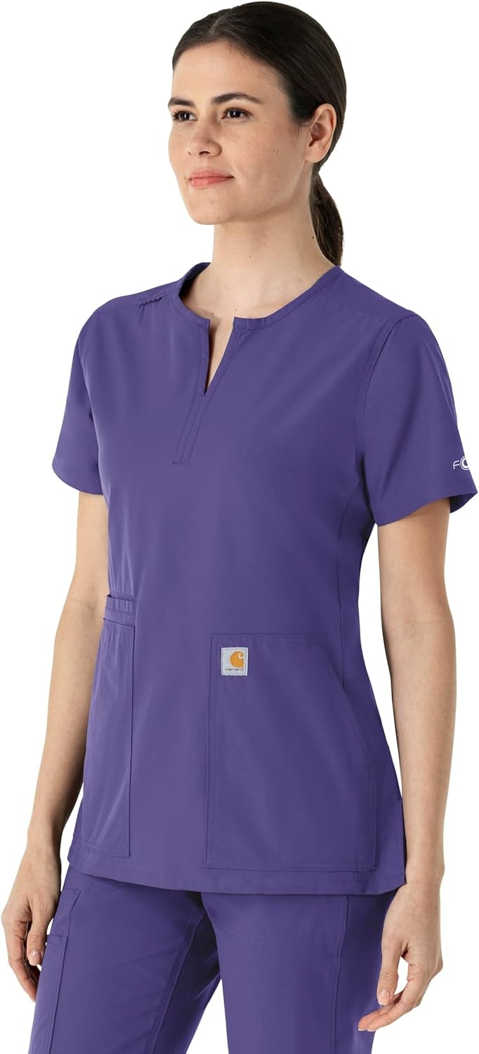 image:imageCarhartt Scrubs C12213 Womens Force Modern Fit Notch Neck Tunic TopGrape