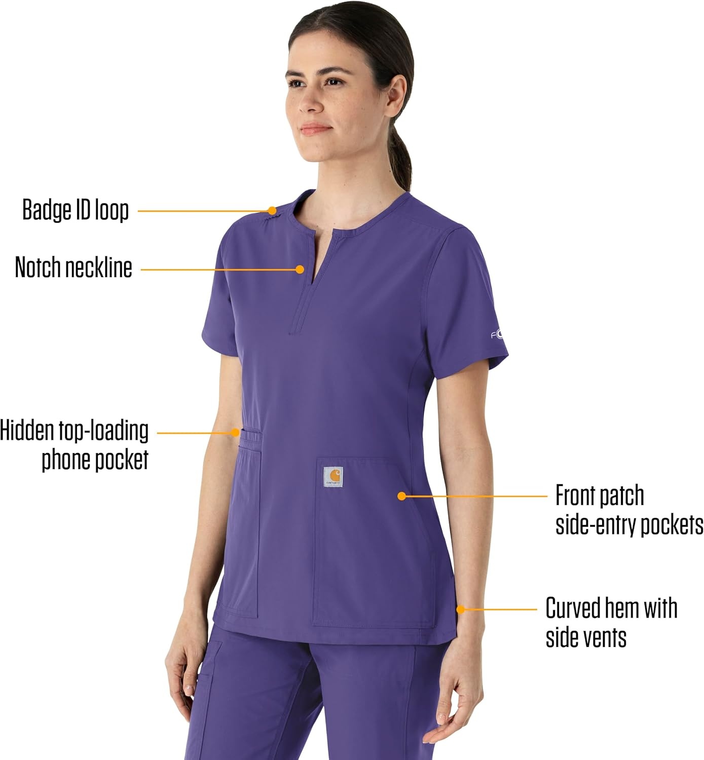 image:imageCarhartt Scrubs C12213 Womens Force Modern Fit Notch Neck Tunic TopGrape