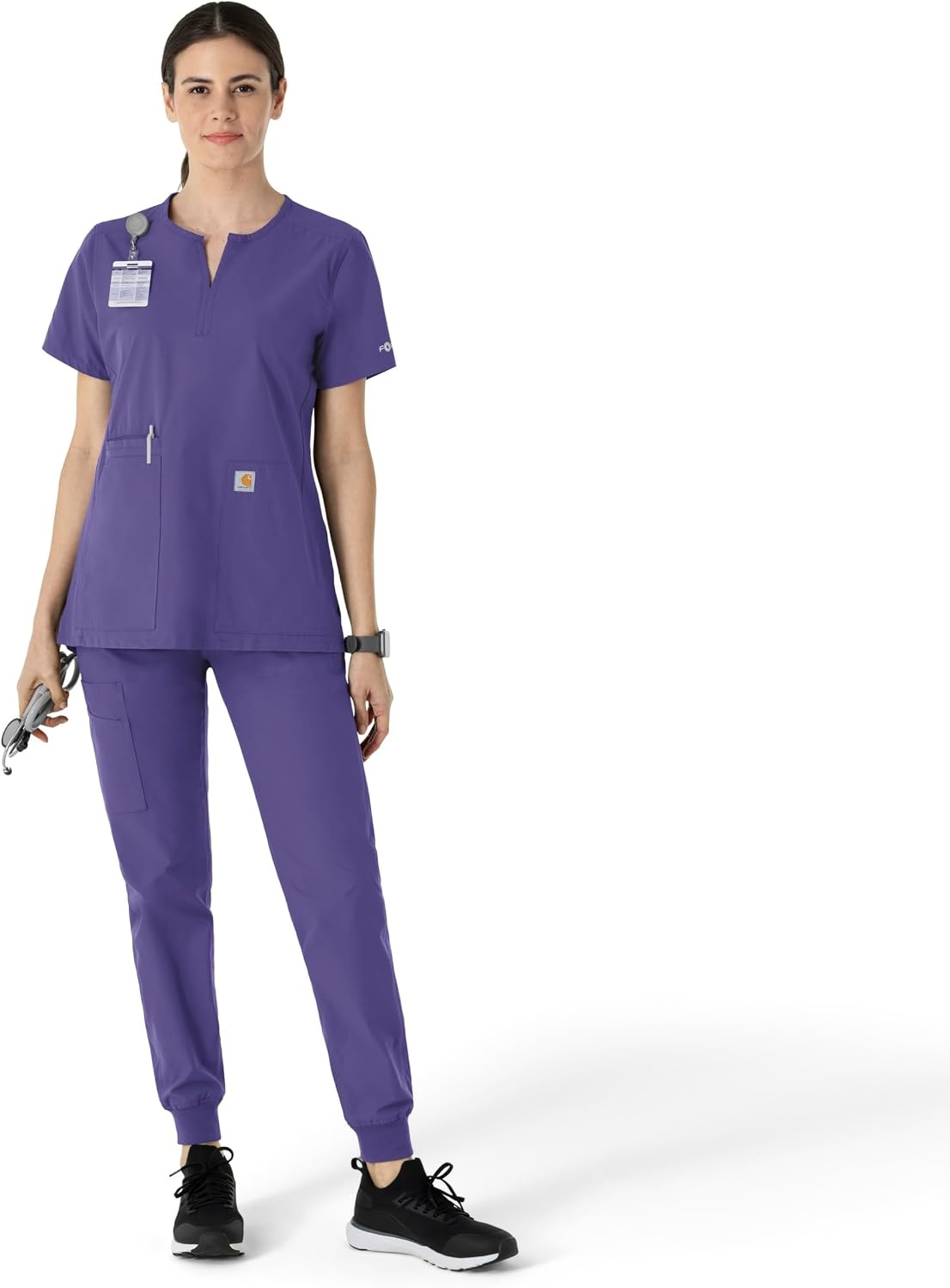 image:imageCarhartt Scrubs C12213 Womens Force Modern Fit Notch Neck Tunic TopGrape