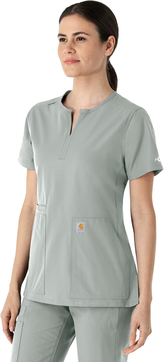 image:imageCarhartt Scrubs C12213 Womens Force Modern Fit Notch Neck Tunic TopGrey