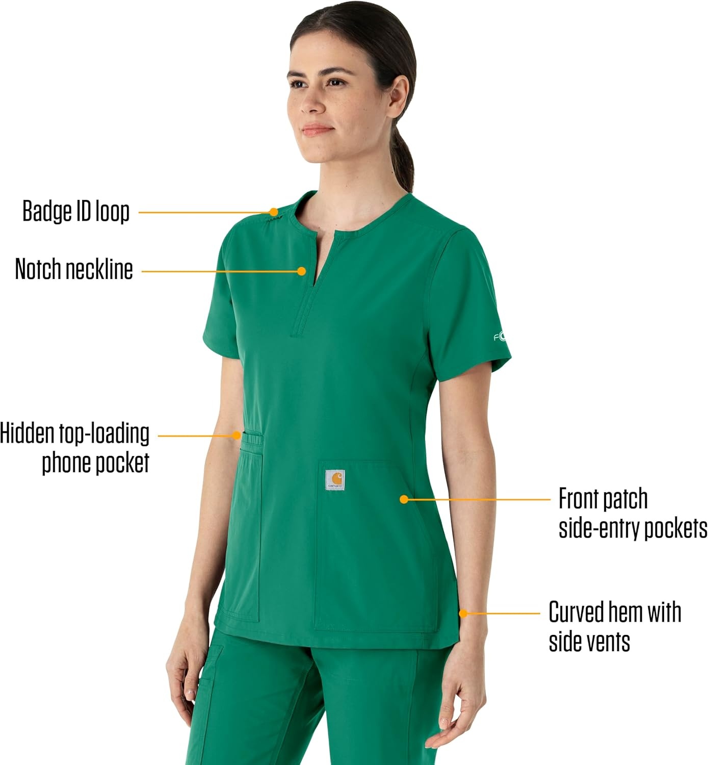 image:imageCarhartt Scrubs C12213 Womens Force Modern Fit Notch Neck Tunic TopHunter