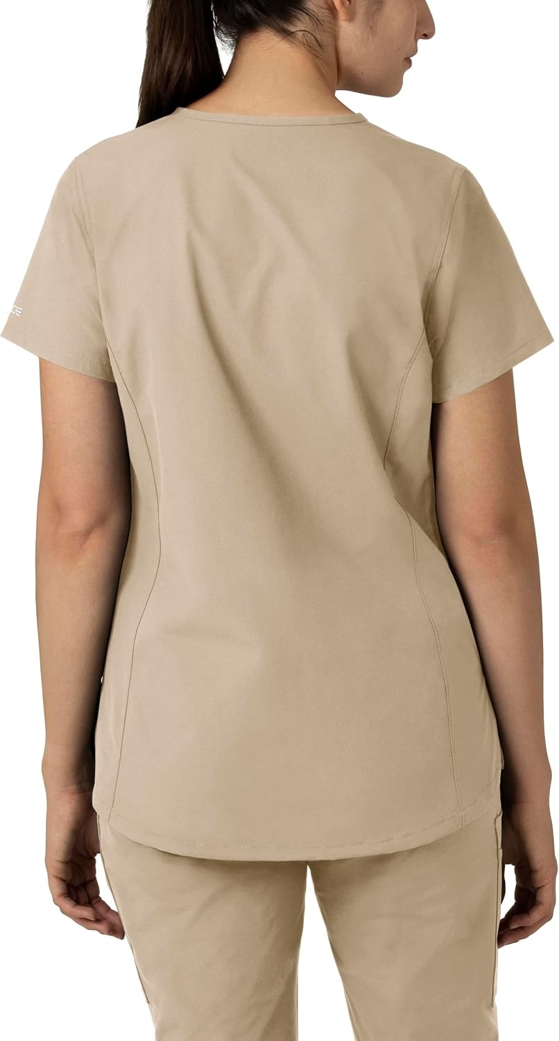 image:imageCarhartt Scrubs C12213 Womens Force Modern Fit Notch Neck Tunic TopKhaki