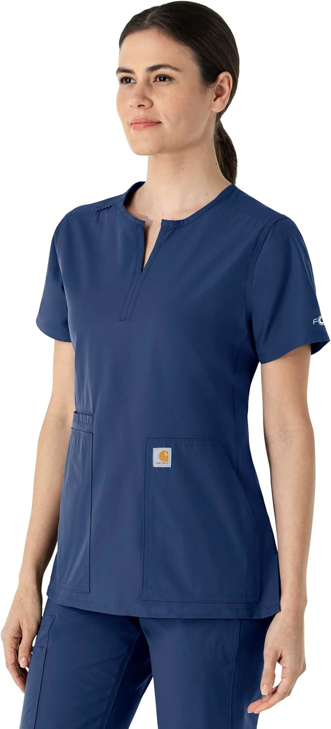 image:imageCarhartt Scrubs C12213 Womens Force Modern Fit Notch Neck Tunic TopNavy