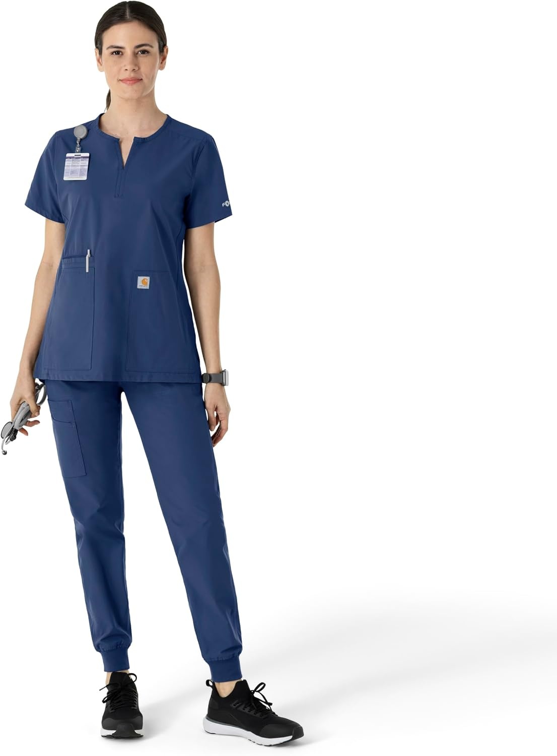 image:imageCarhartt Scrubs C12213 Womens Force Modern Fit Notch Neck Tunic TopNavy