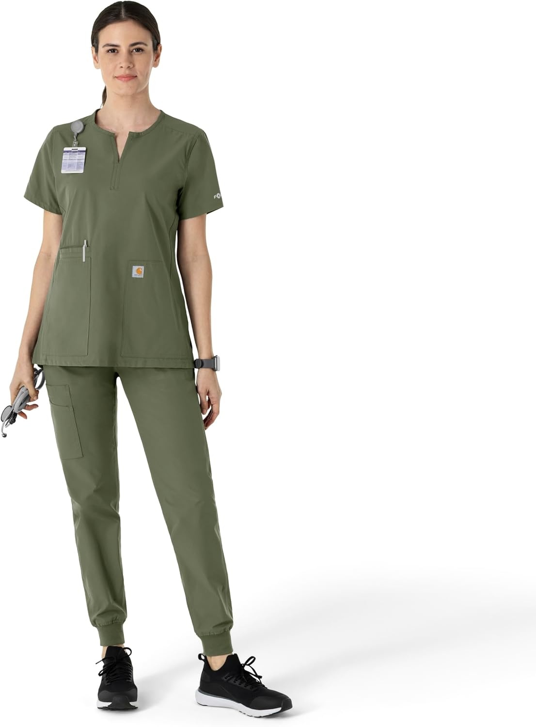image:imageCarhartt Scrubs C12213 Womens Force Modern Fit Notch Neck Tunic TopOlive