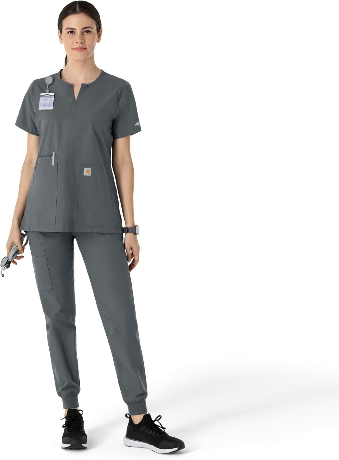 image:imageCarhartt Scrubs C12213 Womens Force Modern Fit Notch Neck Tunic TopPewter