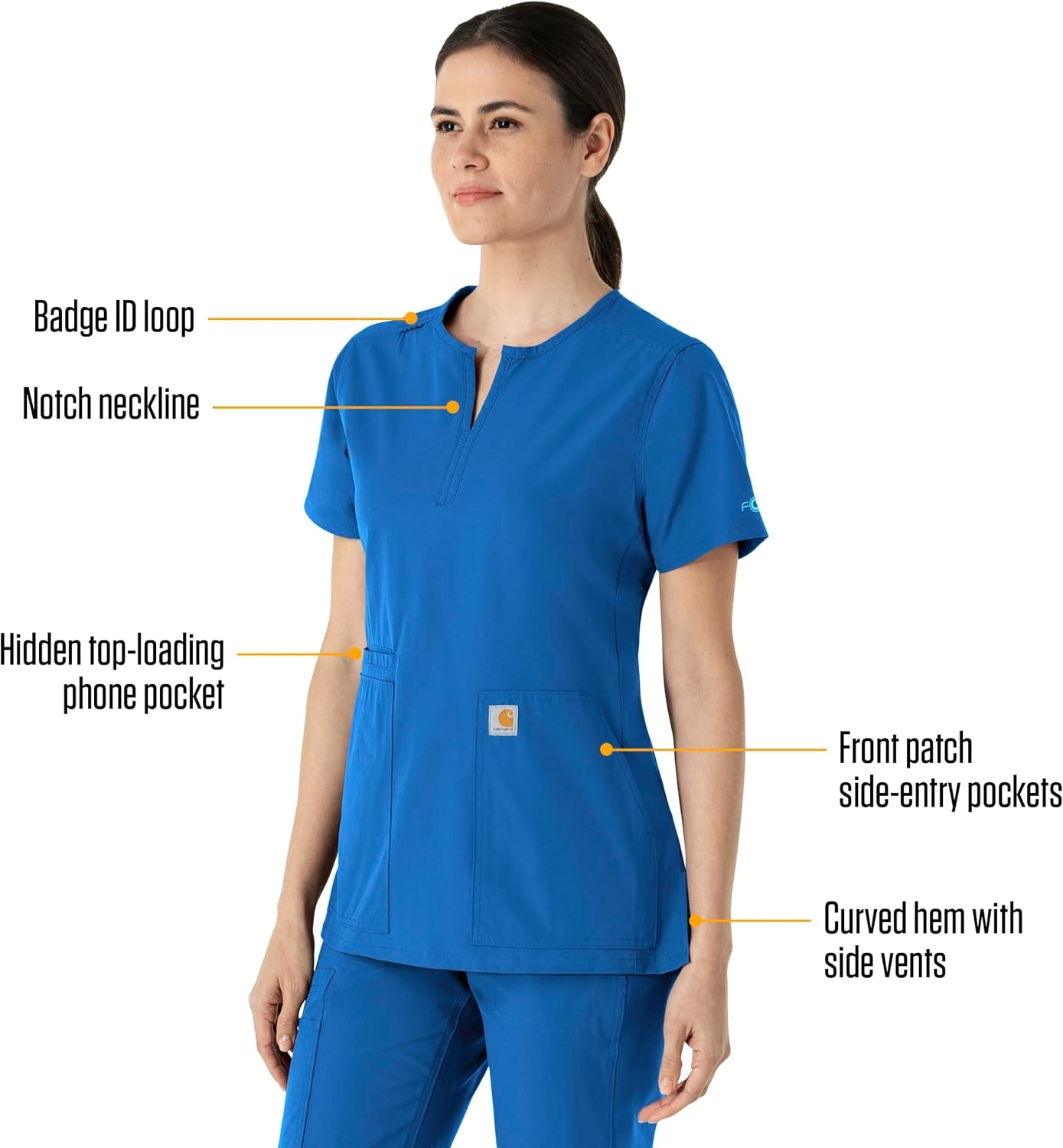 image:imageCarhartt Scrubs C12213 Womens Force Modern Fit Notch Neck Tunic TopRoyal